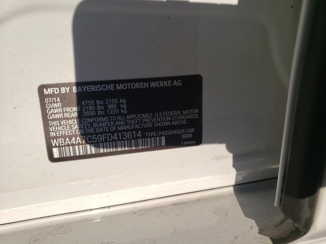 Photo 10 from auction – 2015 BMW 428 XI GRA with VIN WBA4A7C59FD413614