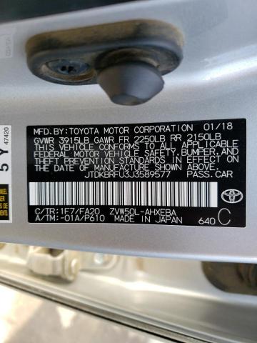 Photo 10 from auction – 2018 TOYOTA PRIUS with VIN JTDKBRFU3J3589577