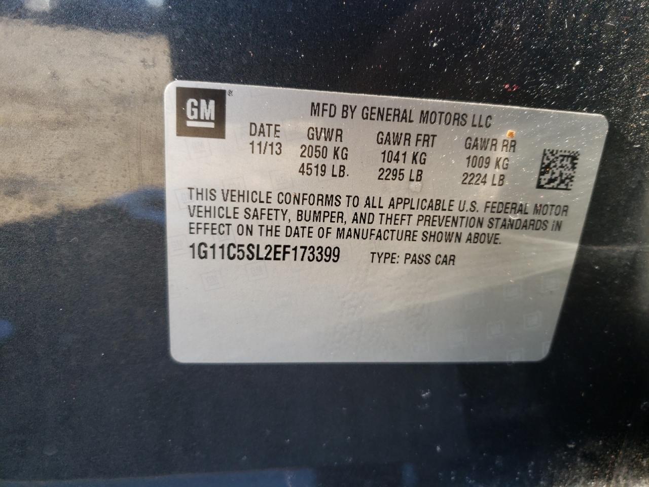 Photo 10 from auction – 2014 CHEVROLET MALIBU 1LT with VIN 1G11C5SL2EF173399