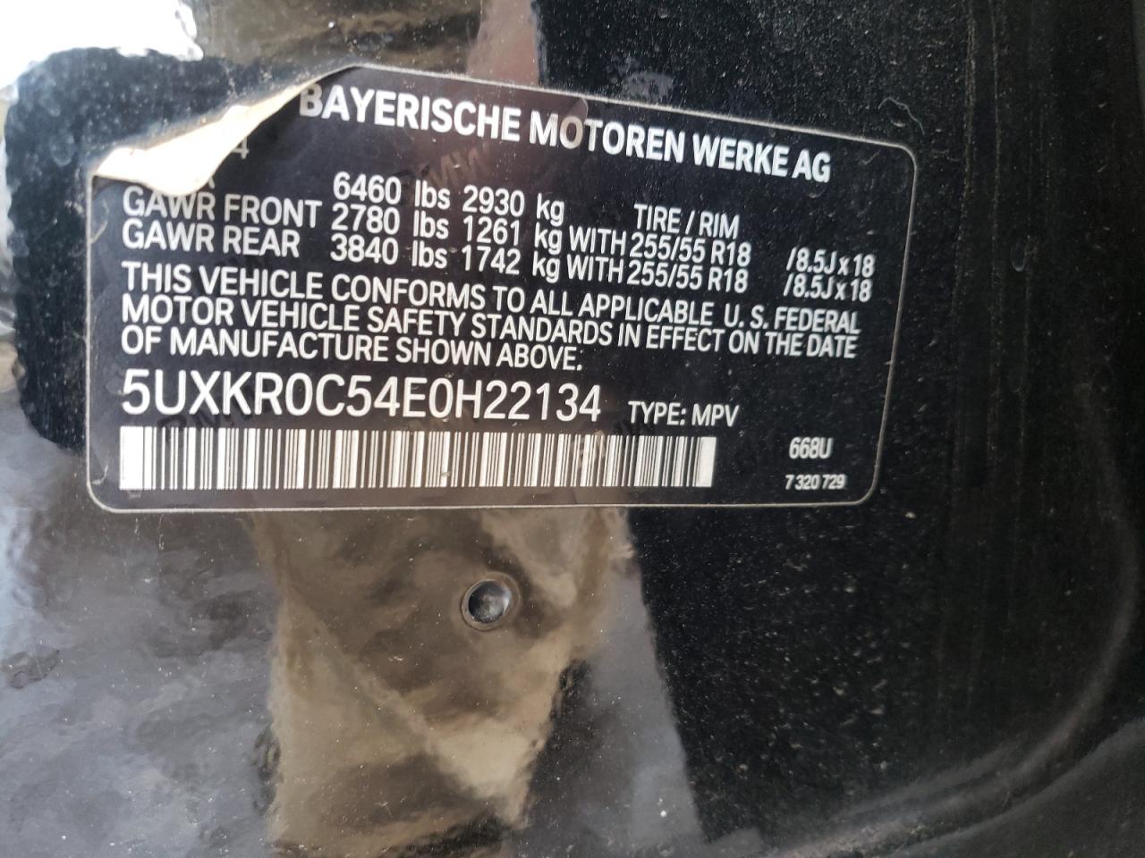 Photo 10 from auction – 2014 BMW X5 XDRIVE3 with VIN 5UXKR0C54E0H22134