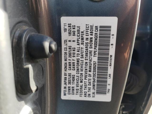 Photo 10 from auction – 2012 HONDA CIVIC HYBR with VIN JHMFB4F20CS005257