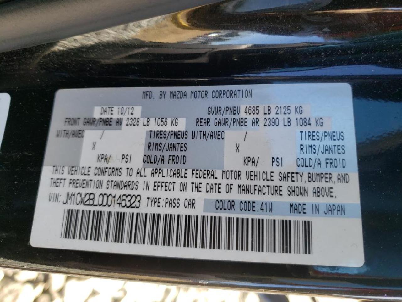 Photo 10 from auction – 2013 MAZDA 5 with VIN JM1CW2BL0D0146323