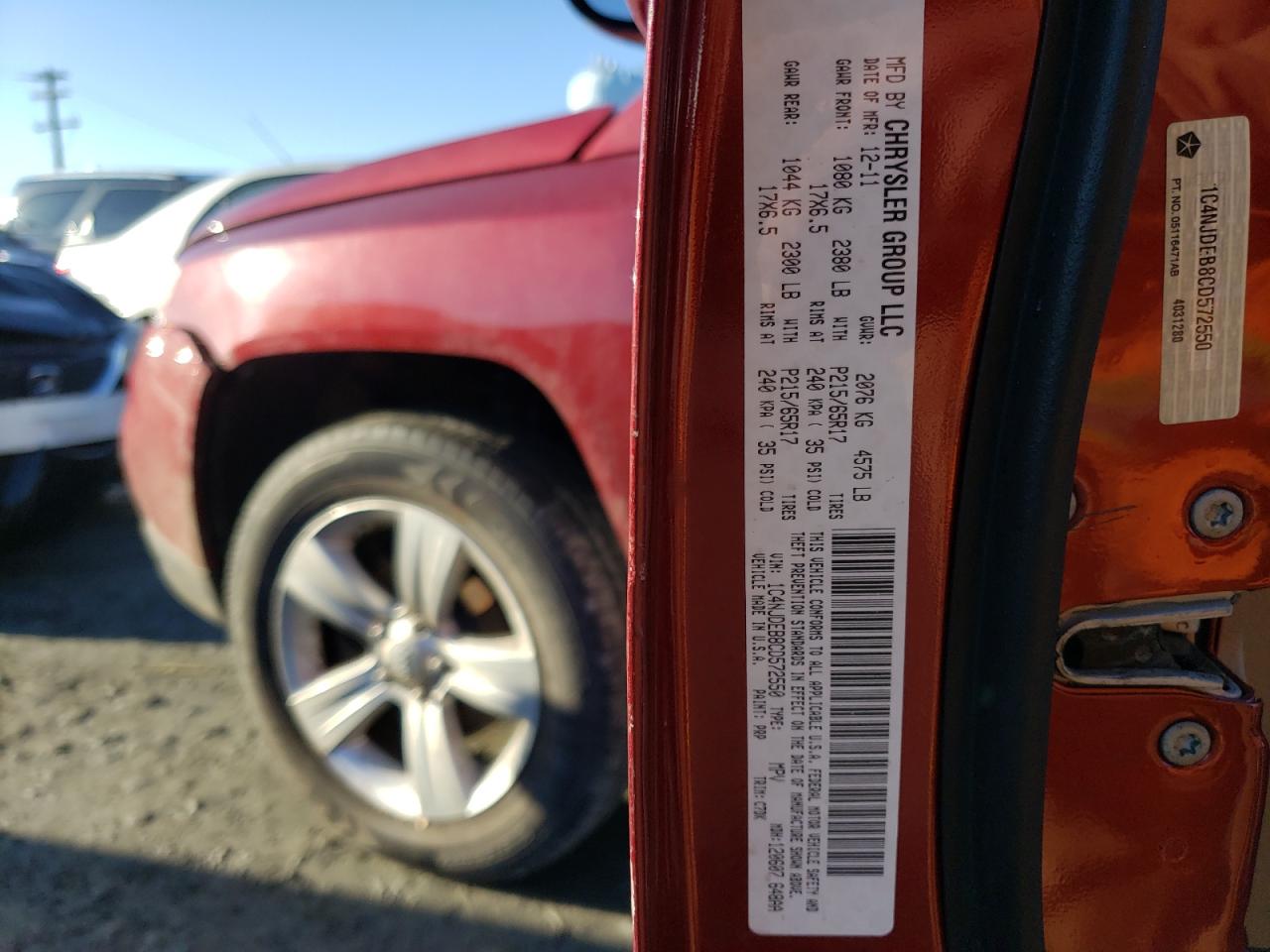 Photo 10 from auction – 2012 JEEP COMPASS LA with VIN 1C4NJDEB8CD572550