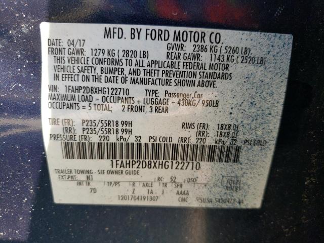 Photo 10 from auction – 2017 FORD TAURUS SE with VIN 1FAHP2D8XHG122710