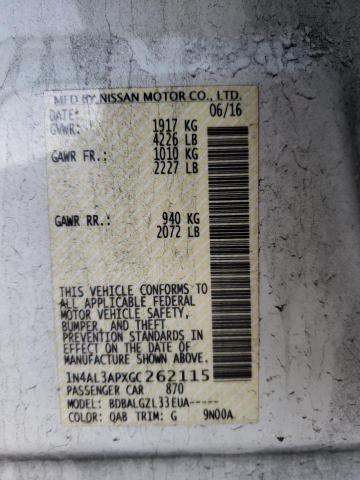 Photo 10 from auction – 2016 NISSAN ALTIMA 2.5 with VIN 1N4AL3APXGC262115