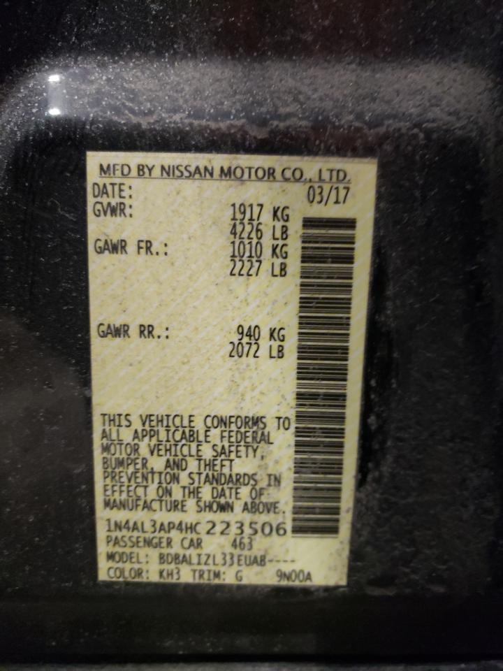 Photo 10 from auction – 2017 NISSAN ALTIMA 2.5 with VIN 1N4AL3AP4HC223506