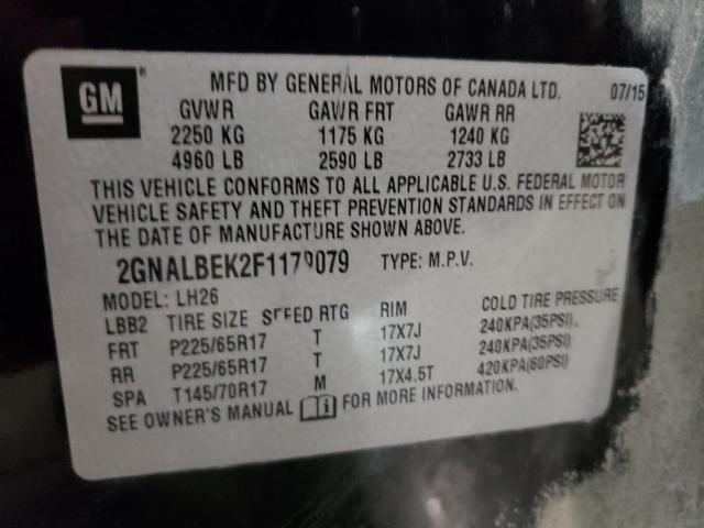 Photo 10 from auction – 2015 CHEVROLET EQUINOX LT with VIN 2GNALBEK2F1179079