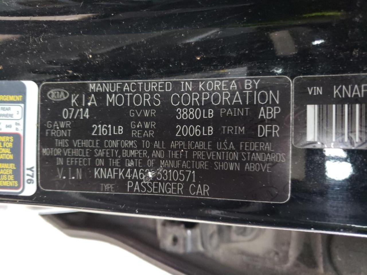Photo 10 from auction – 2015 KIA FORTE LX with VIN KNAFK4A63F5310571