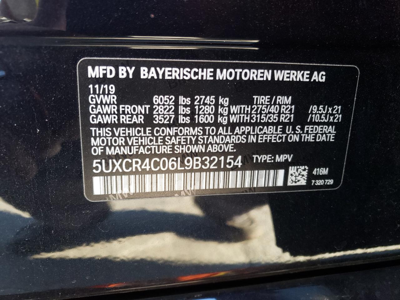 Photo 10 from auction – 2020 BMW X5 SDRIVE with VIN 5UXCR4C06L9B32154