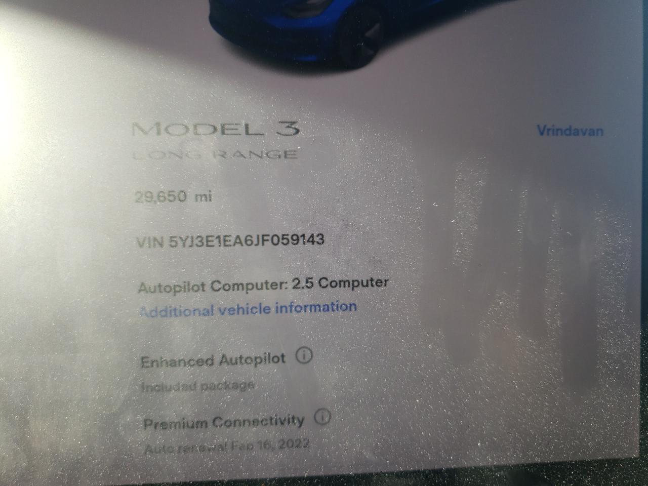 Photo 8 from auction – 2018 TESLA MODEL 3 with VIN 5YJ3E1EA6JF059143