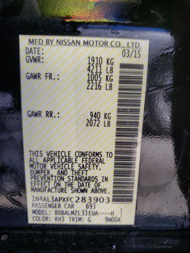 Photo 10 from auction – 2015 NISSAN ALTIMA 2.5 with VIN 1N4AL3APXFC283903
