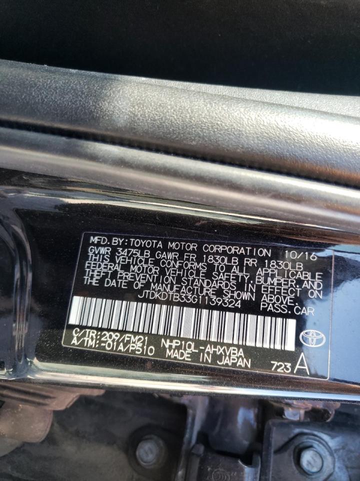 Photo 10 from auction – 2016 TOYOTA PRIUS C with VIN JTDKDTB33G1139324