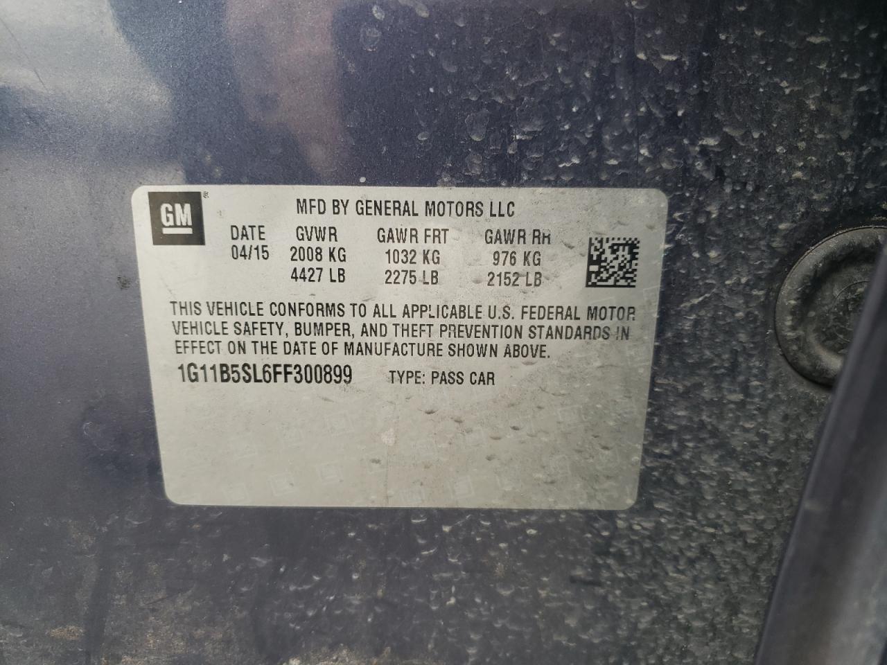 Photo 10 from auction – 2015 CHEVROLET MALIBU LS with VIN 1G11B5SL6FF300899