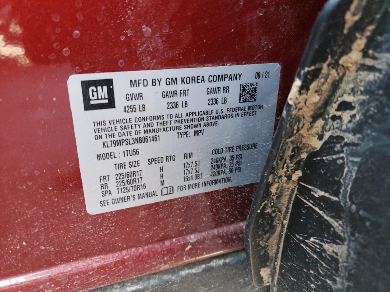 Photo 10 from auction – 2022 CHEVROLET TRAILBLAZE with VIN KL79MPSL3NB061461