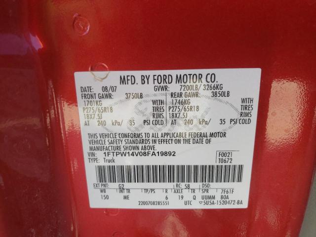 Photo 10 from auction – 2008 FORD F150 SUPER with VIN 1FTPW14V08FA19892