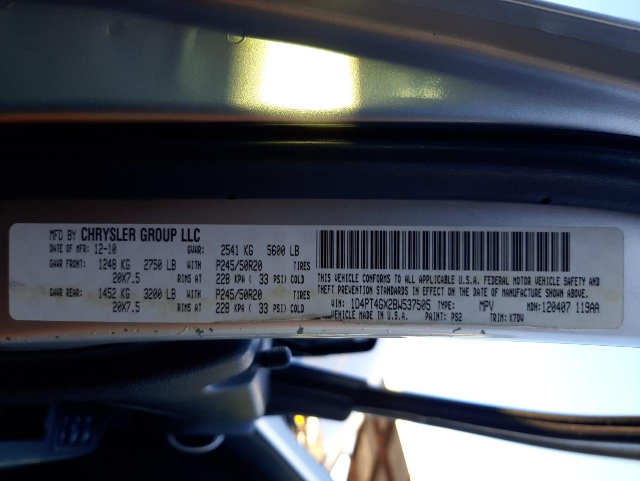 Photo 10 from auction – 2011 DODGE NITRO HEAT with VIN 1D4PT4GX2BW537505
