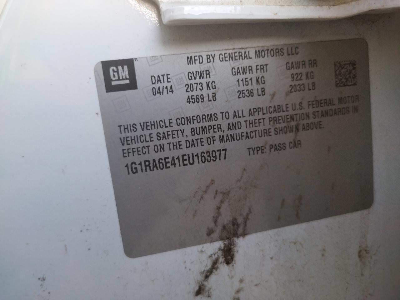 Photo 10 from auction – 2014 CHEVROLET VOLT with VIN 1G1RA6E41EU163977