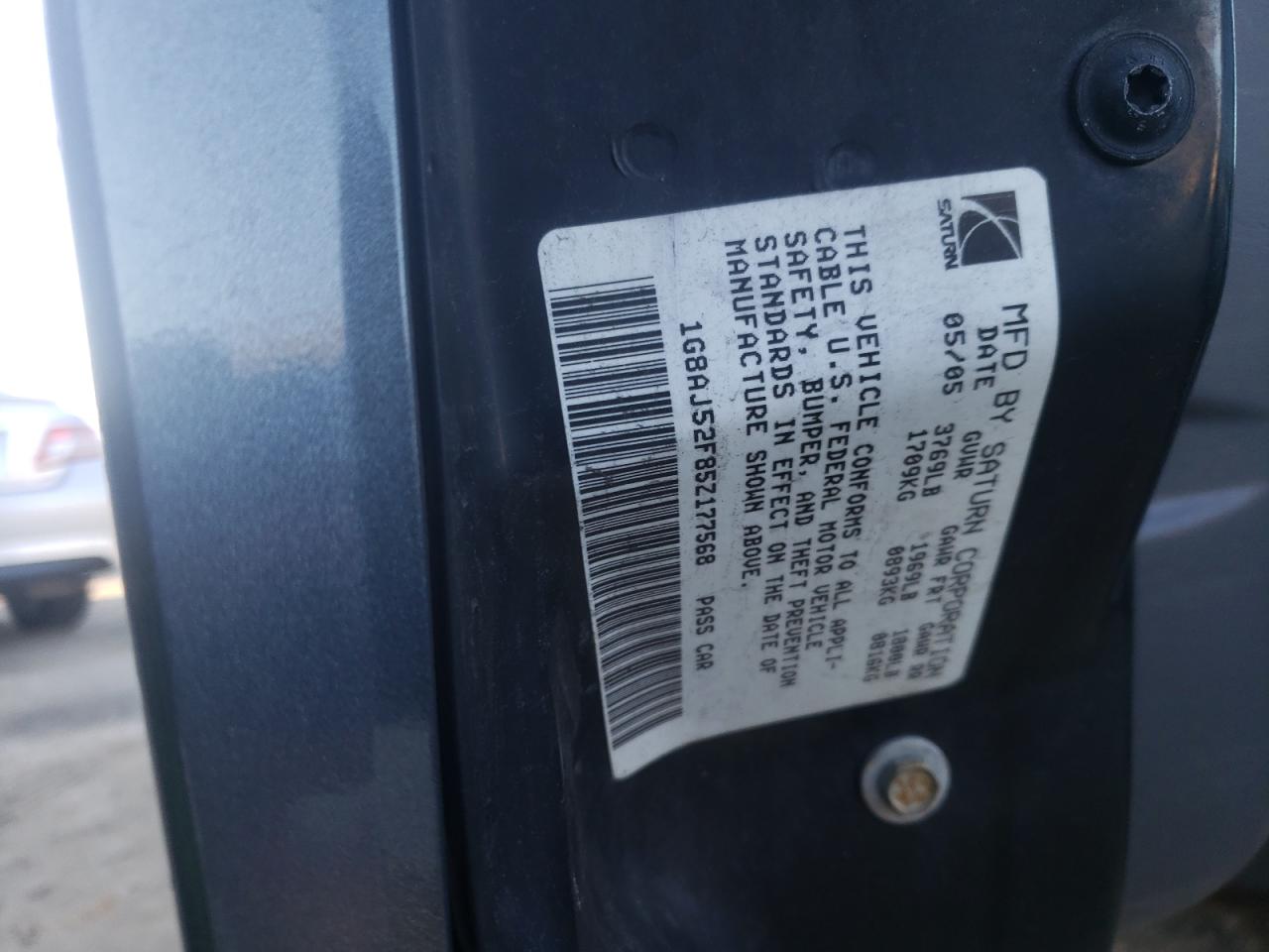Photo 10 from auction – 2005 SATURN ION LEVEL with VIN 1G8AJ52F85Z177568