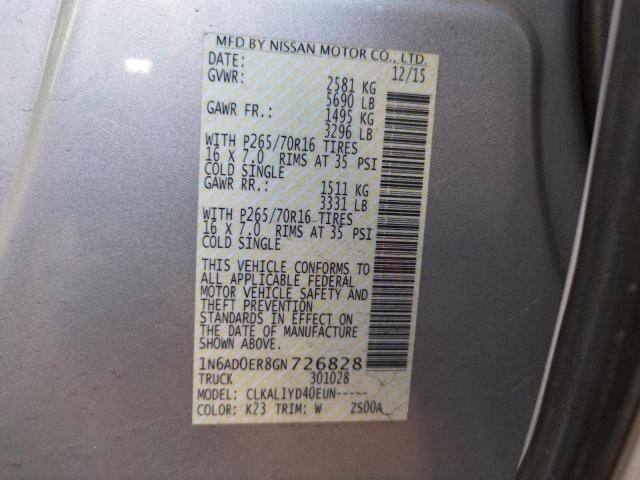 Photo 10 from auction – 2016 NISSAN FRONTIER S with VIN 1N6AD0ER8GN726828