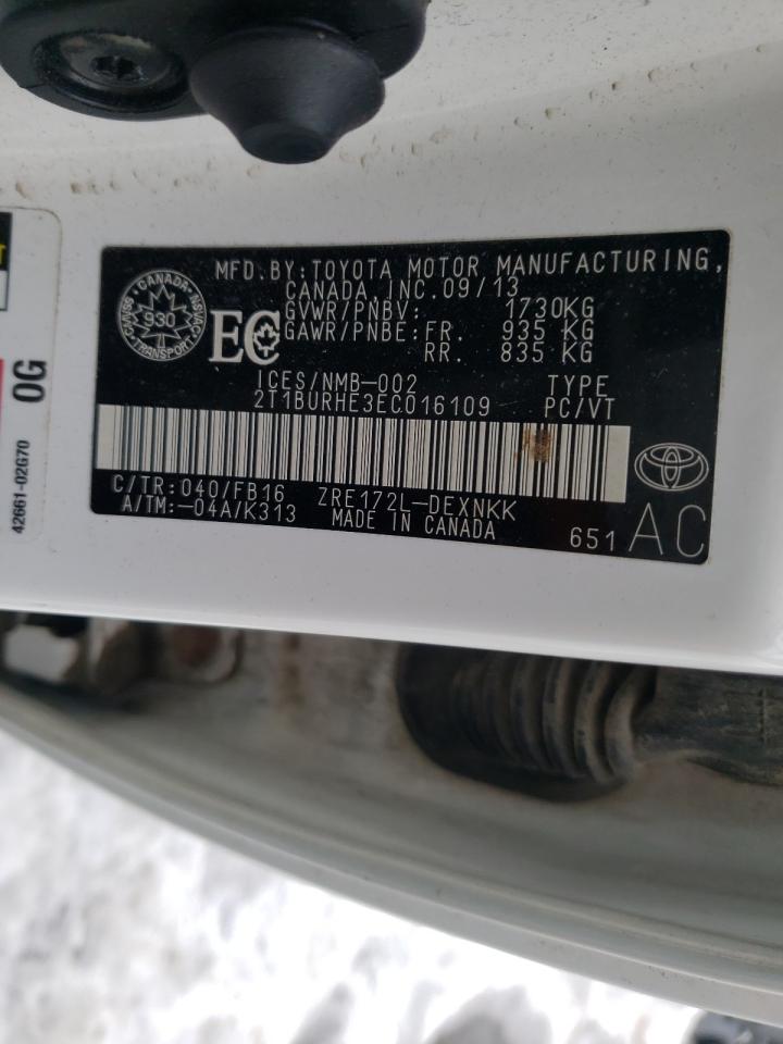 Photo 10 from auction – 2014 TOYOTA COROLLA L with VIN 2T1BURHE3EC016109