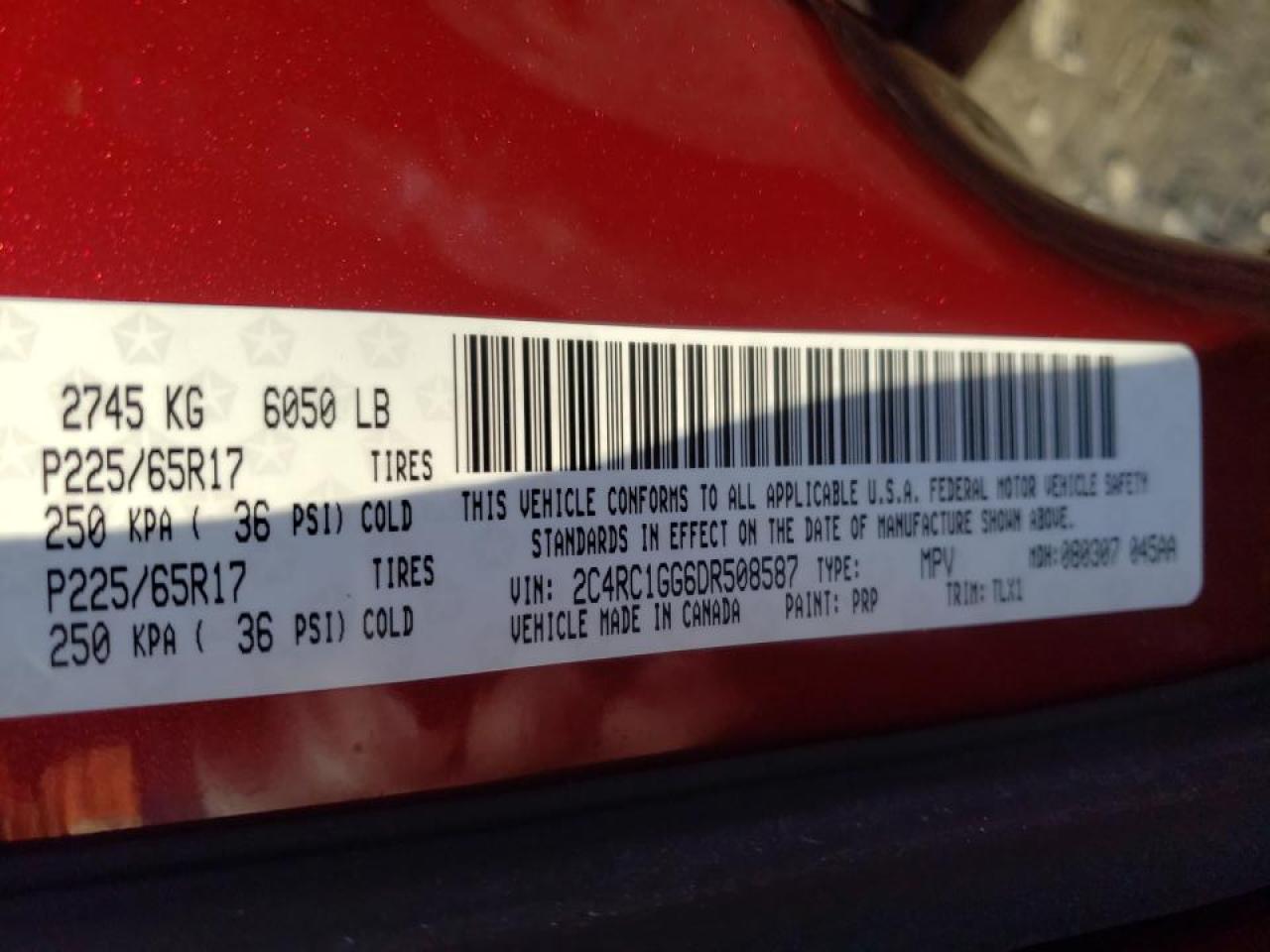Photo 10 from auction – 2013 CHRYSLER TOWN & COU with VIN 2C4RC1GG6DR508587