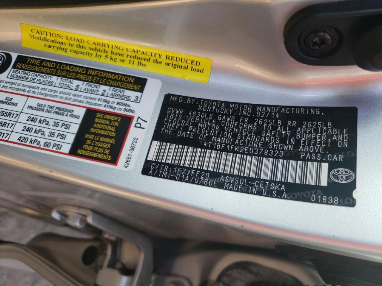 Photo 10 from auction – 2014 TOYOTA CAMRY L with VIN 4T1BF1FK2EU378323
