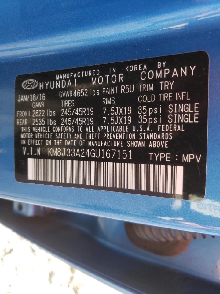 Photo 10 from auction – 2016 HYUNDAI TUCSON LIM with VIN KM8J33A24GU167151