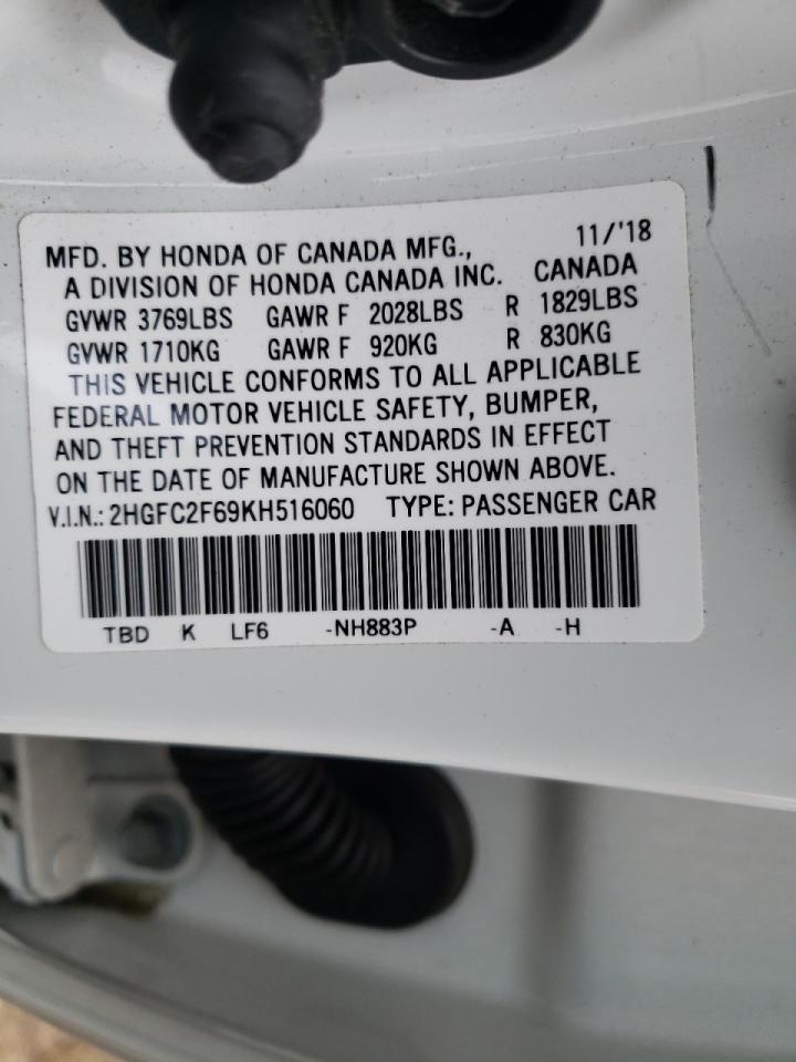 Photo 10 from auction – 2019 HONDA CIVIC LX with VIN 2HGFC2F69KH516060