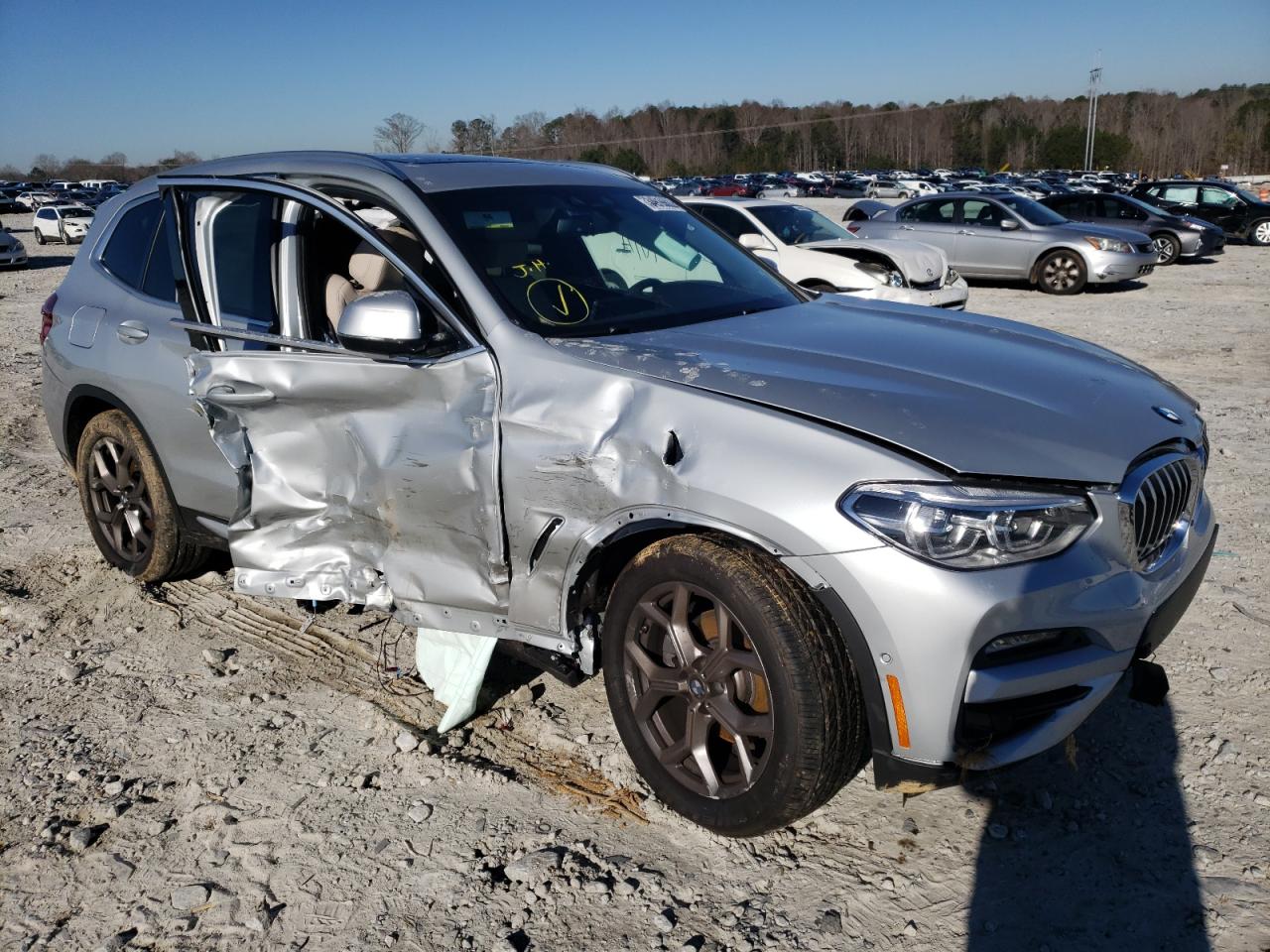 BMW X3 2021 with VIN 5UXTY3C0XM9F42888 - Photo from auction