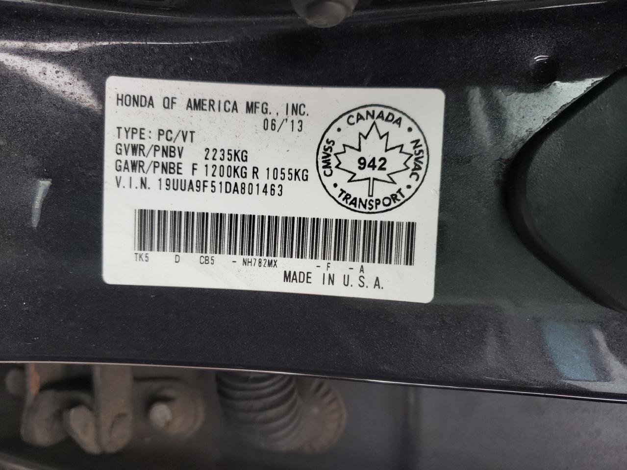 Photo 10 from auction – 2013 ACURA TL TECH with VIN 19UUA9F51DA801463
