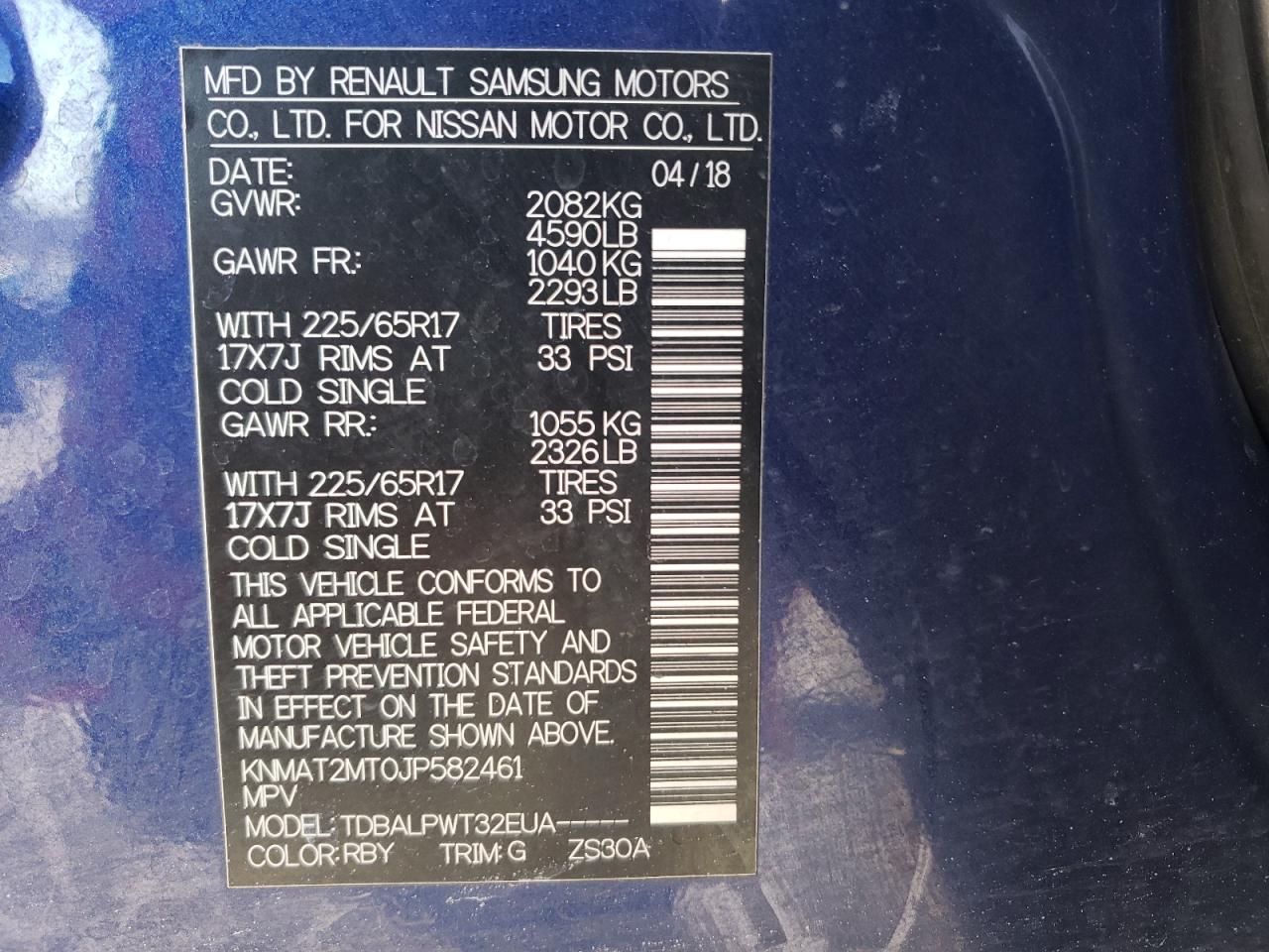Photo 10 from auction – 2018 NISSAN ROGUE S with VIN KNMAT2MT0JP582461