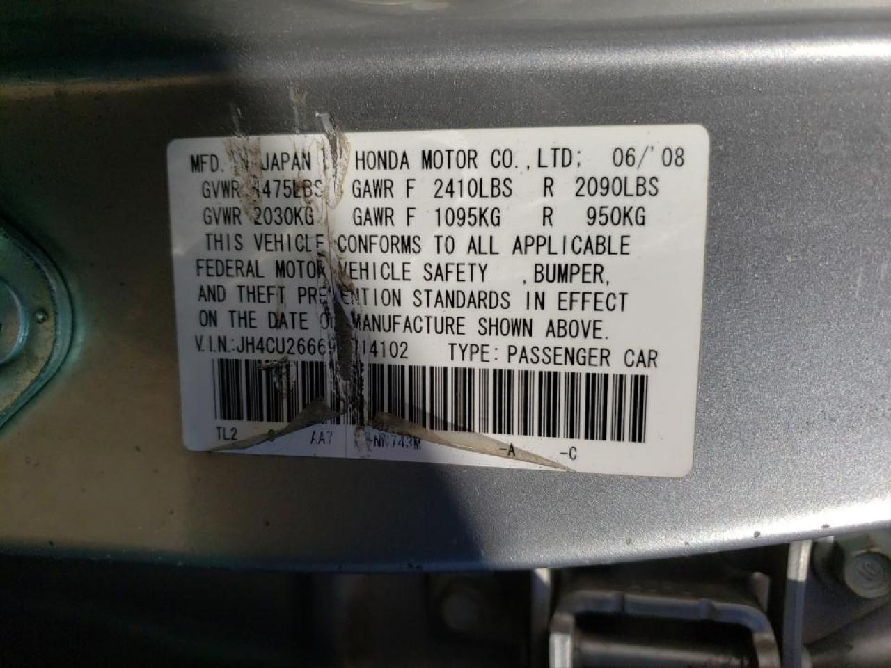 صورة رقم 10 من المزاد - 2009 ACURA TSX مع VIN JH4CU26669C014102