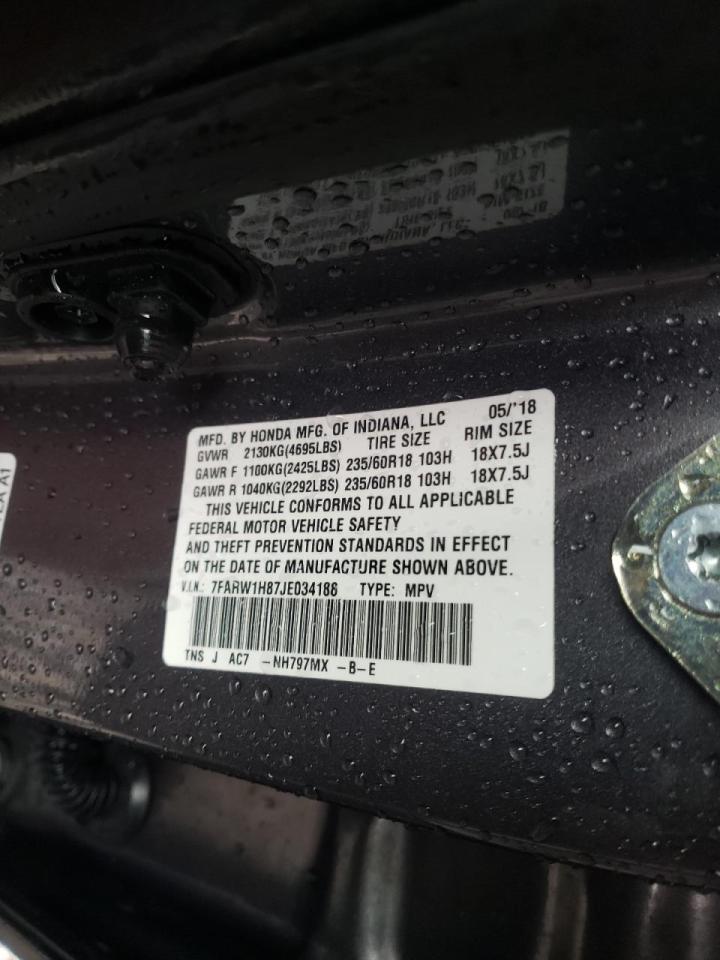 Photo 10 from auction – 2018 HONDA CR-V EXL with VIN 7FARW1H87JE034188