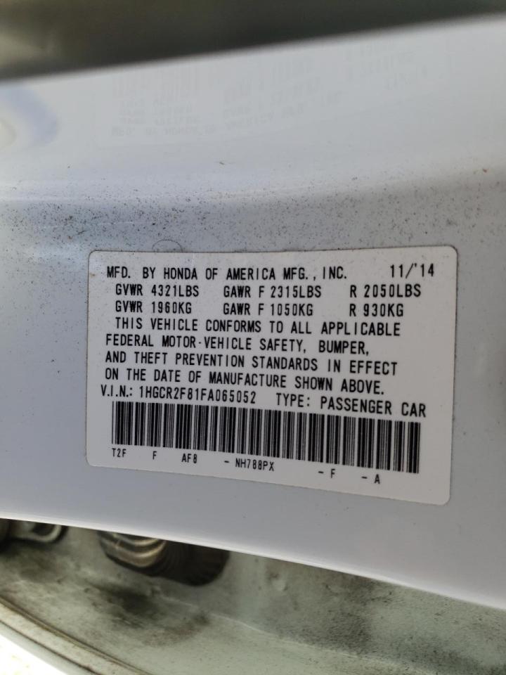 Photo 10 from auction – 2015 HONDA ACCORD EXL with VIN 1HGCR2F81FA065052