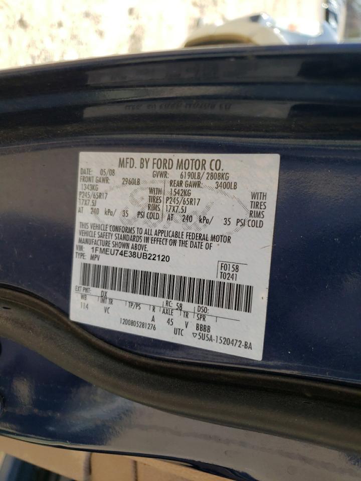 Photo 10 from auction – 2008 FORD EXPLORER E with VIN 1FMEU74E38UB22120