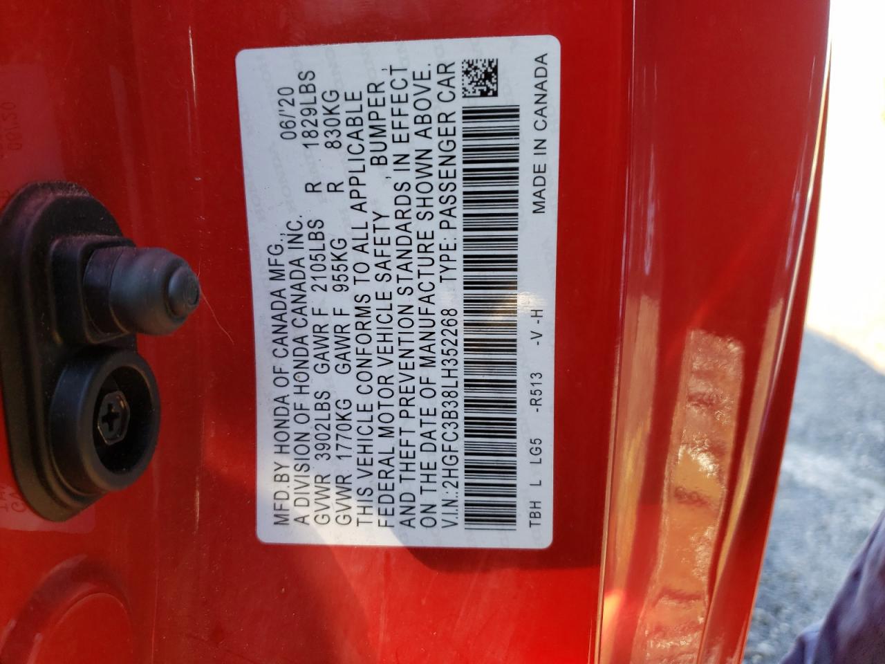 Photo 10 from auction – 2020 HONDA CIVIC EX with VIN 2HGFC3B38LH352268