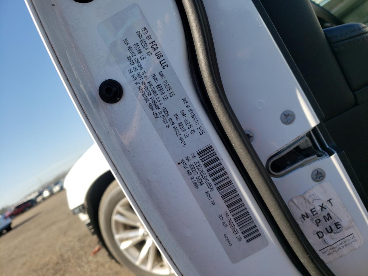 Photo 10 from auction – 2016 CHRYSLER 300C with VIN 2C3CCAEG2GH105570
