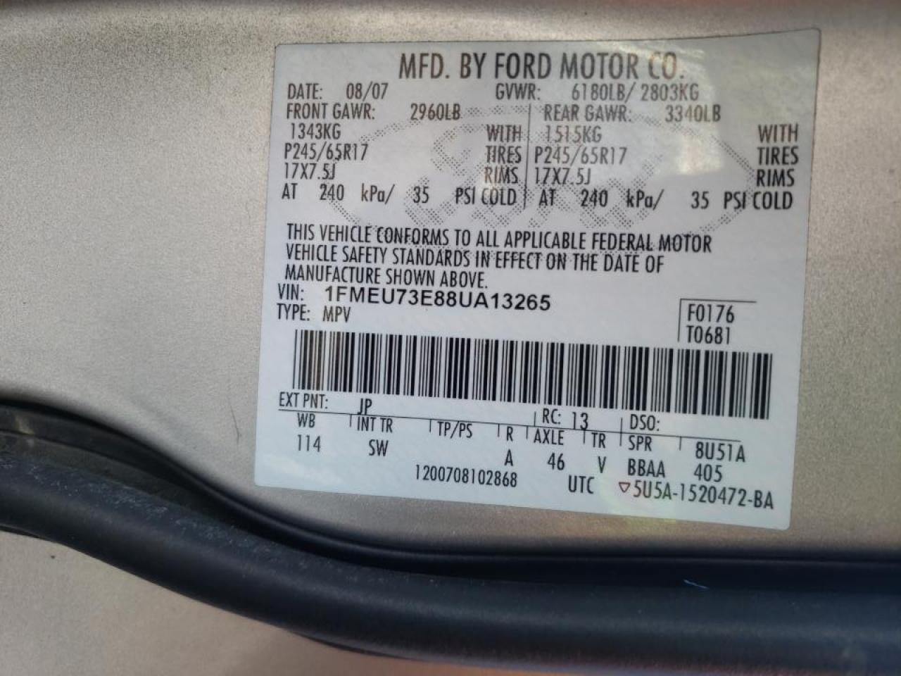 Photo 10 from auction – 2008 FORD EXPLORER X with VIN 1FMEU73E88UA13265