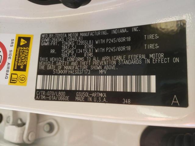 Photo 10 from auction – 2014 TOYOTA HIGHLANDER with VIN 5TDKKRFH4ES037173