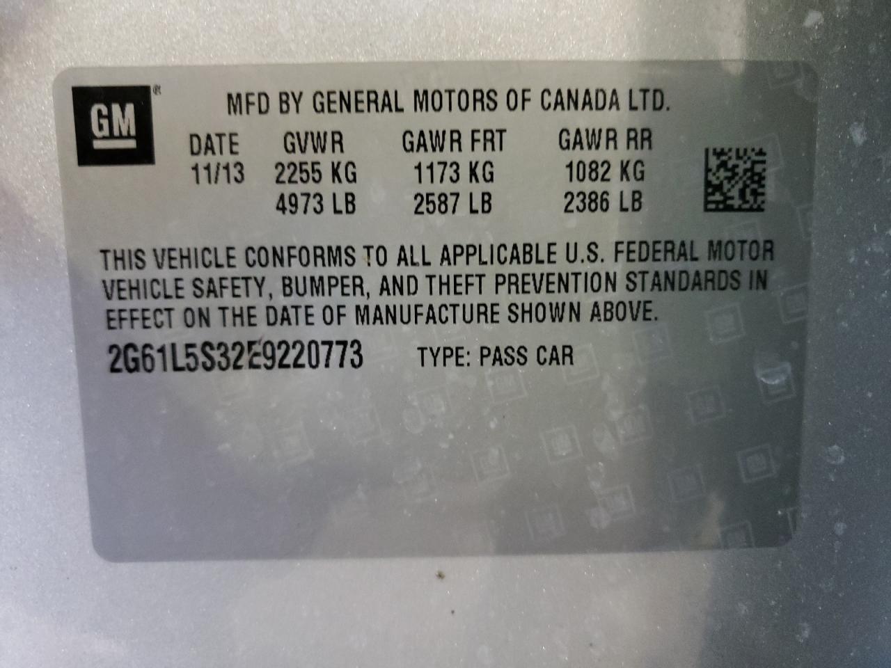 Photo 10 from auction – 2014 CADILLAC XTS with VIN 2G61L5S32E9220773