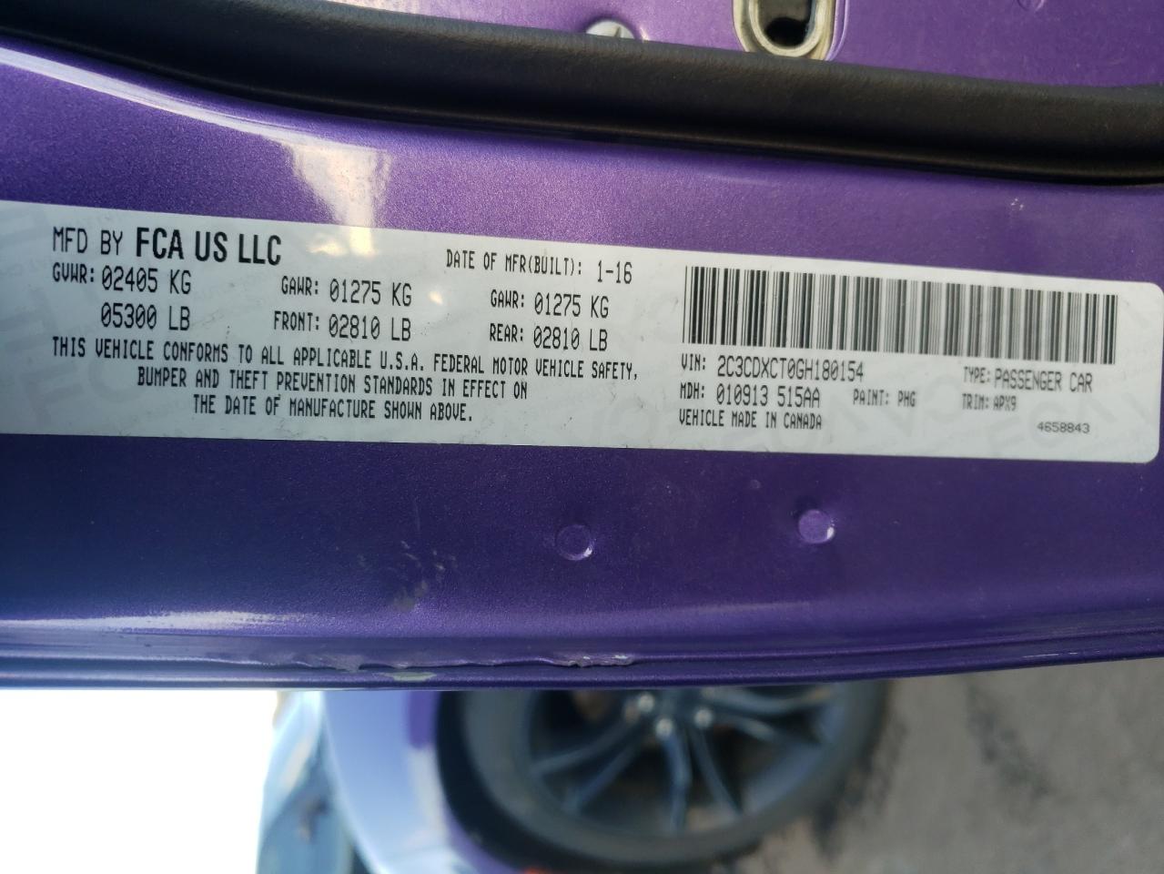 Photo 10 from auction – 2016 DODGE CHARGER R/ with VIN 2C3CDXCT0GH180154