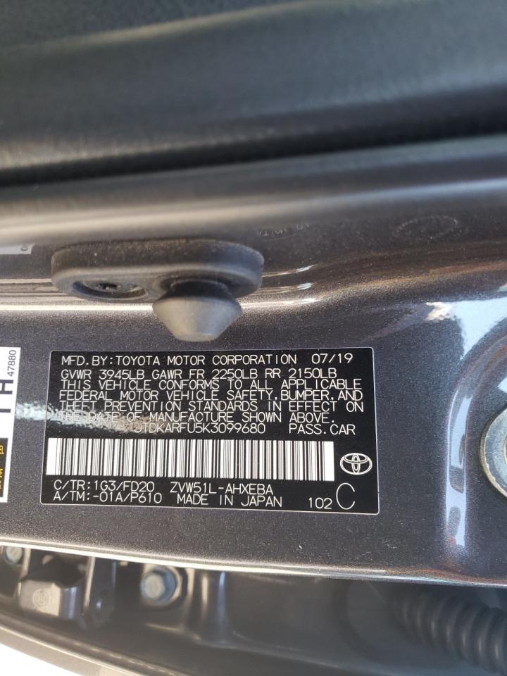 Photo 10 from auction – 2019 TOYOTA PRIUS with VIN JTDKARFU5K3099680