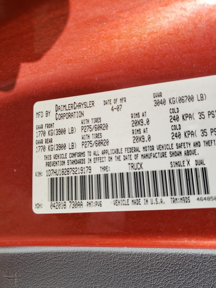 Photo 10 from auction – 2007 DODGE RAM 1500 S with VIN 1D7HU18287S219179
