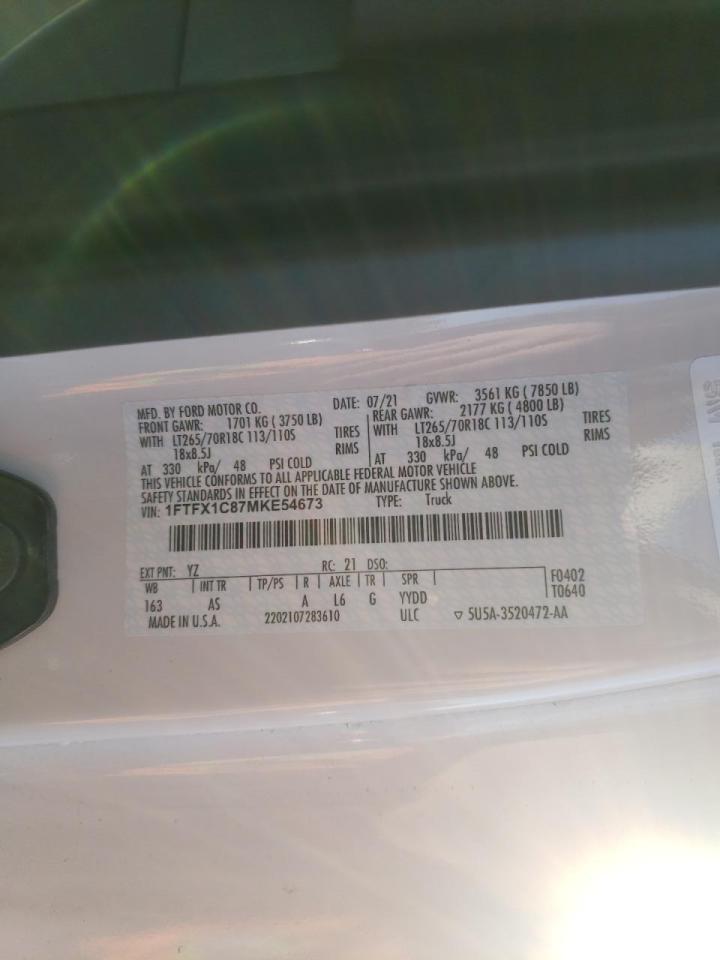Photo 10 from auction – 2021 FORD F150 SUPER with VIN 1FTFX1C87MKE54673