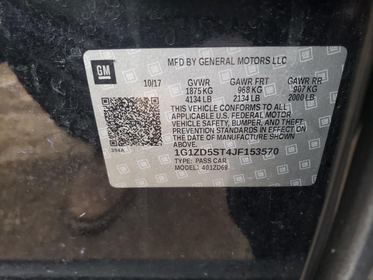Photo 10 from auction – 2018 CHEVROLET MALIBU LT with VIN 1G1ZD5ST4JF153570