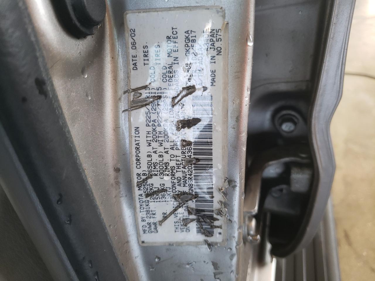 Photo 10 from auction – 2002 TOYOTA 4RUNNER SR with VIN JT3GN86R420254368