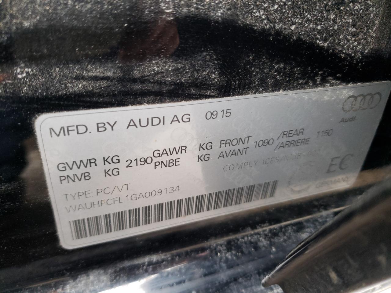 Photo 10 from auction – 2016 AUDI A4 PROGRES with VIN WAUHFCFL1GA009134