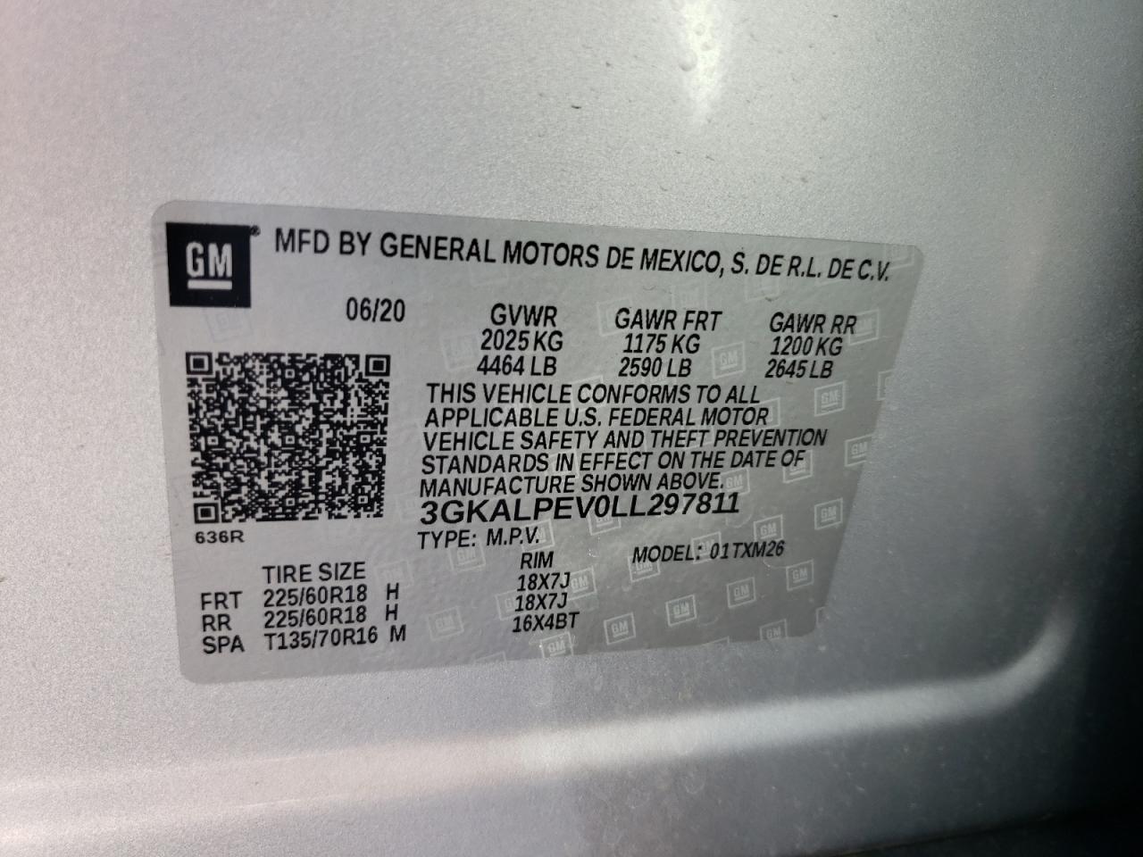 Photo 10 from auction – 2020 GMC TERRAIN SL with VIN 3GKALPEV0LL297811