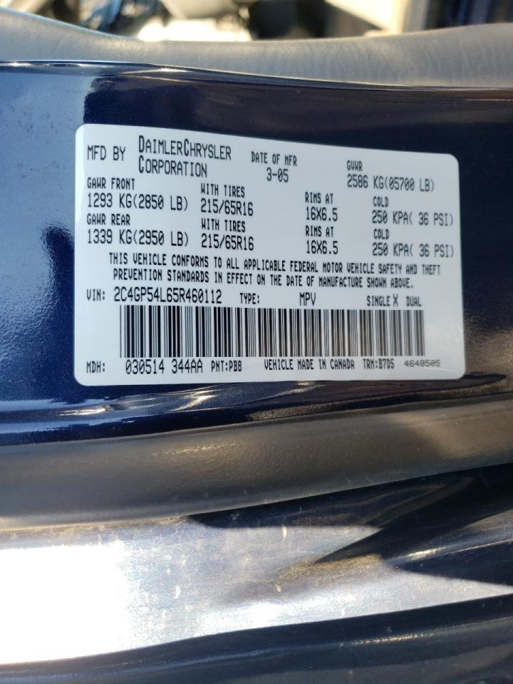 Photo 10 from auction – 2005 CHRYSLER TOWN & COU with VIN 2C4GP54L65R460112