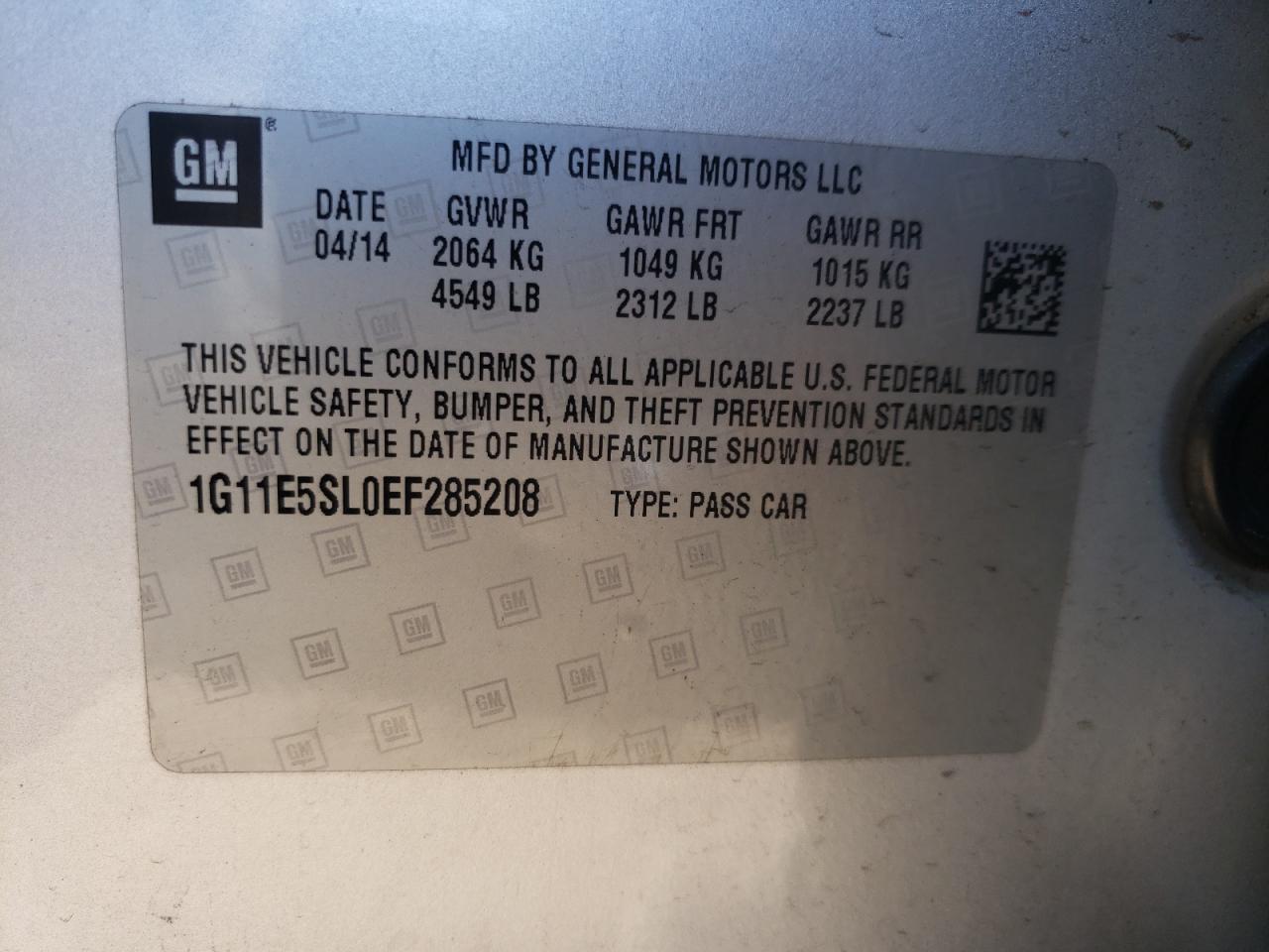 Photo 10 from auction – 2014 CHEVROLET MALIBU 2LT with VIN 1G11E5SL0EF285208